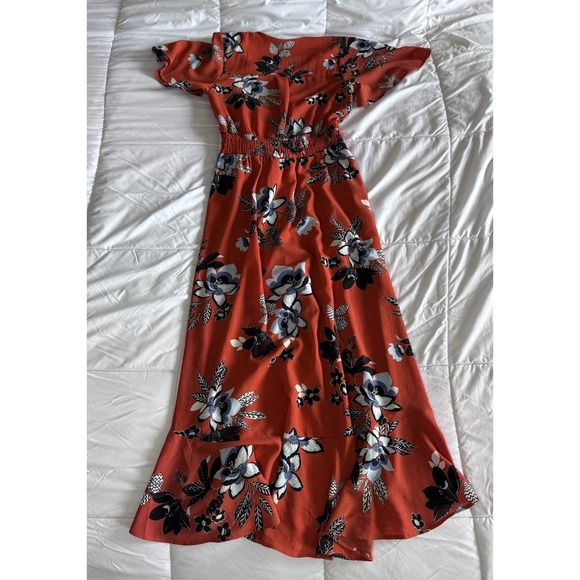 Monteau Los Angeles Womens Small Dress Red Floral Ruffled Tiered Flowy Maxi EUC - Picture 8 of 10